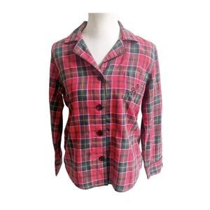 Lauren Ralph Lauren Size Medium Red Tartan Plaid Pajama Top Embroidered Initials